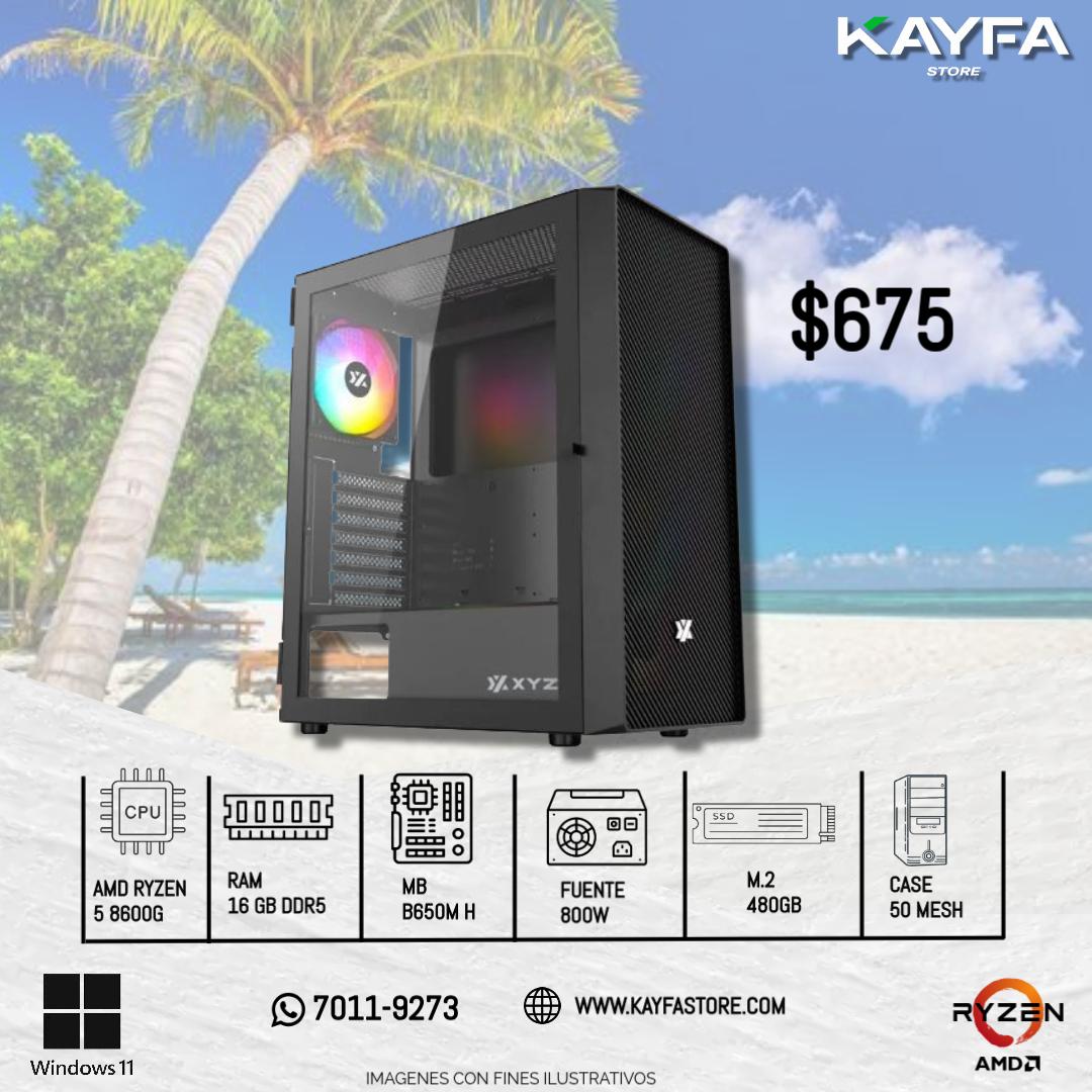 PC M-TEK Procesador AMD
Ryzen 5 8600G 
16GB DDR5 5600MHZ 
B650MH DDR5 
M.2 480GB 
Case 50 MESH
NEGRO - 800W Extreme Serie v2
GRATIS *LICENCIA WINDOWS 11*